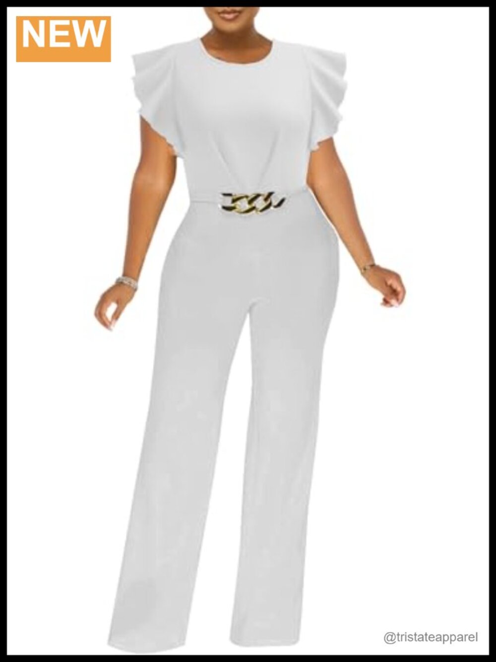 ZonJie Women's Dressy Jumpsuit Ruffle Sleeve Backless Wide Leg Work Party